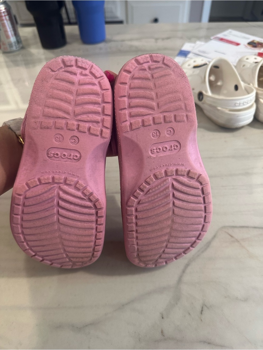 CROCS Kids Clogs in White and Pink Glitter - Picture 11 of 11